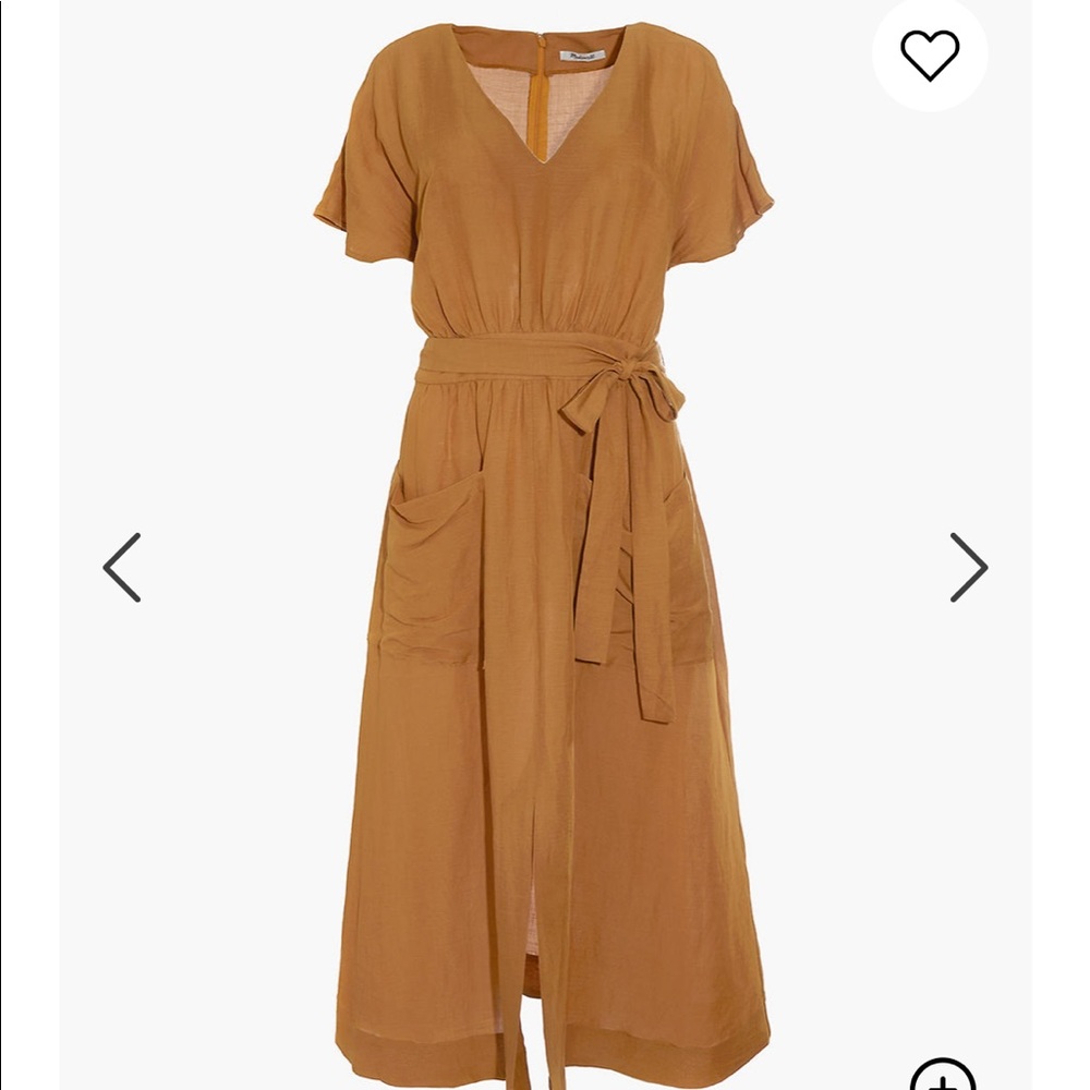 madewell linen-blend tie-waist midi dress